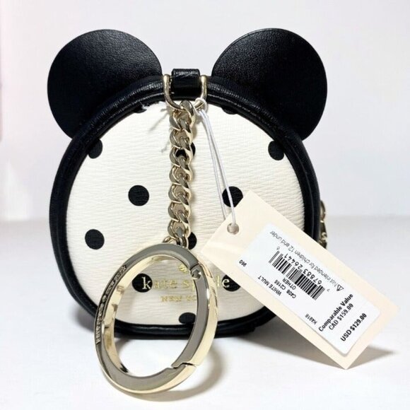 Kate Spade Disney Minnie Mouse Keychain Coin Pouch Purse Bag Backpack Charm NWT - Picture 7 of 8